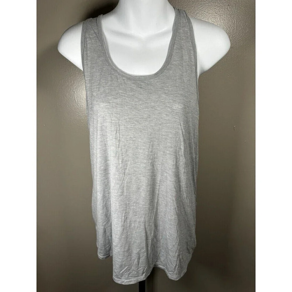 Athleta Open Tie Back Sleeveless T-Shirt Light Gray Large Soft - Picture 1 of 6